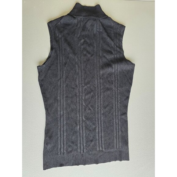 Sleeveless Black Ribbed Knit Mock Turtleneck Sweater Top By Dressbarn Size S - Picture 2 of 5